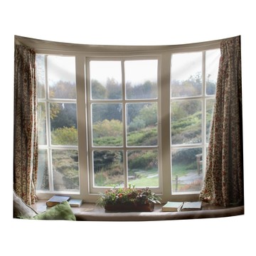 半島良品 居家裝飾掛布 掛布 + 無痕釘2個 + 到鉤夾2個 L號  窗景 + 山景風光 多色  150 x 130cm