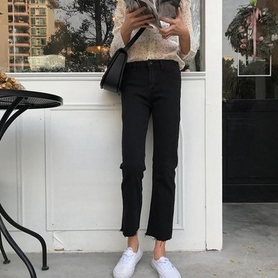 デニムパンツ レディース ストレートジーンズ 九分丈 Gパン ロングパンツ 黒 9分丈パンツ デニム パンツ 春秋 レディースジーンズ カジュアルパンツ 通販 Lineポイント最大get Lineショッピング