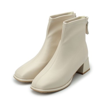 RIN RIN 方頭粗跟靴 米 女鞋