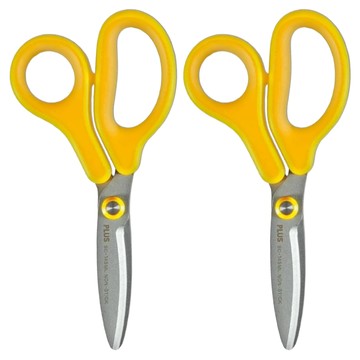 FitcutCurve 兒童30度弧線剪刀 左手用 SC-145ML 氟素加工刀刃不沾黏 安全圓形尖端附收納蓋 柔軟材質握柄  黃色  2個