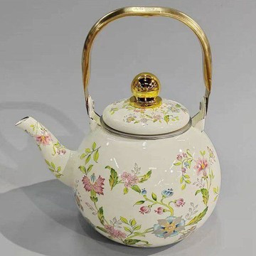 【茶品名】🍵茶壺 西施壺  泡茶壺1.0L球形壺搪瓷壺加厚琺琅花茶壺帶濾網茶壺琺琅彩搪瓷水壺奶茶壺