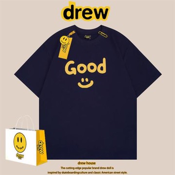 drew笑臉字母短袖T恤男高街寬松女ins潮牌印花休閑運動情侶裝半袖