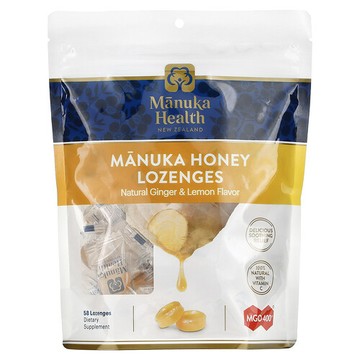 Manuka Health, 麥盧卡蜂蜜錠劑，天然姜和檸檬味，MGO 400+，58 錠劑