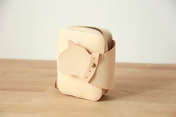 【客订版】猫咪 可爱单肩斜挎包手工真皮2 way 拉链小包