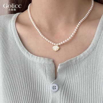 【Gulicc】古莉可 項鍊 貝殼吊墜珍珠鎖骨鍊