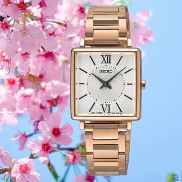 SEIKO_精工 CS系列 優雅方型玫瑰金手錶4N30-00N0K(SWR112P1)
