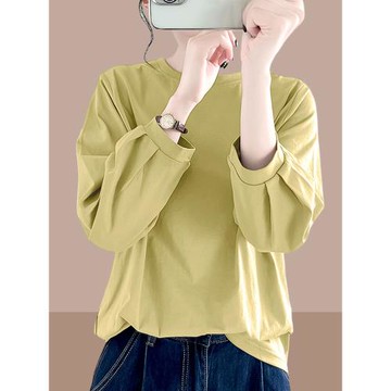 2025春秋裝新款女士長袖t恤純棉上衣爆款女裝洋氣減齡時尚打底衫