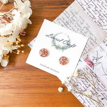 莫蘭迪色系 乾燥玫瑰 碎花 小款 925純銀針耳環/無痛耳夾