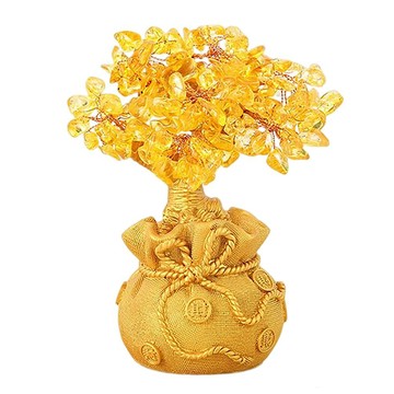 蕉蕉購物 黃水晶發財樹  黃色  19 x 18 x 9cm