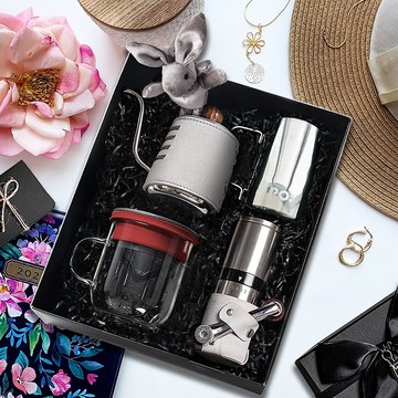 【手沖咖啡套裝禮盒】手沖壺/咖啡杯350ml/拉花杯/磨豆機 新年禮