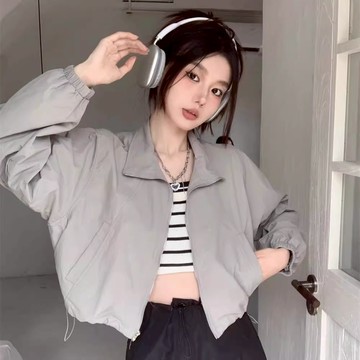 【ⓇⒺⓃⒶ 台灣現貨馬上出】韓版防曬風衣/寬鬆長袖外套/短款風衣/機車外套/寬鬆外套/防曬/春夏/帥氣【R21936】