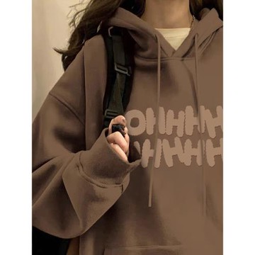 連帽衛衣女秋冬加絨加厚2025新款爆款美式復古vibe高街寬松外套潮