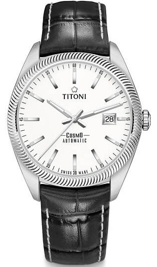 TITONI 梅花錶 宇宙系列 摩登經典機械腕錶(878S-ST-606)-41mm-白面皮革【刷卡回饋 分期0利率】【APP下單點數13倍送】