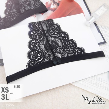 XS-L內褲【豔情禮物】歐系性感蕾絲三角褲(黑色) MyDoll