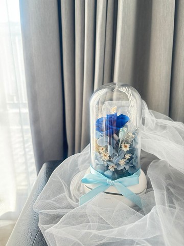 【DIY材料包】深藍天使 永生玫瑰香氛燈 無線使用 聖誕禮物