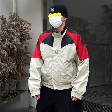 Martine Rose短款夾克外套拼接工裝復古賽車服美式立領男女沖鋒衣