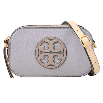 TORY BURCH 156171 經典LOGO撞色雙層斜背相機包.藍灰