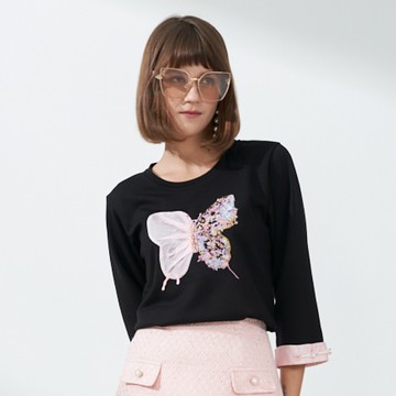 CLL巧玲瓏 中式粉彩花蝴蝶上衣 3283309