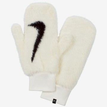 【NIKE耐吉】PLUSH KNIT白色女用絨毛連指手套(N1008868110ML/FV6099110)禦寒升溫寒流必備時尚速乾透氣導電保暖單車騎車冬天運動 天蠍座生日禮物 情人節禮物 上班族禮物