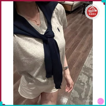 新款上市 桃園出貨🌸 V領短袖披肩針織女夏季韓係純慾氣質辣妹別緻休閒小個子顯瘦上衣 Y3LH