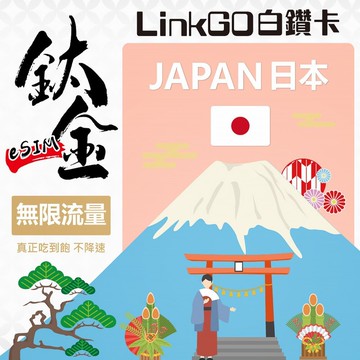 【LinkGO】日本eSIM 1~6天多組合 鈦金款 無限量吃到飽 支援熱點 5G/4G高速 雙電信 日本 北海道 東京