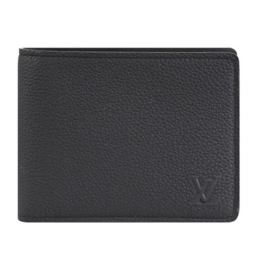 Louis Vuitton LV M25945 Multiple LV Initials壓花標誌對開短夾.黑