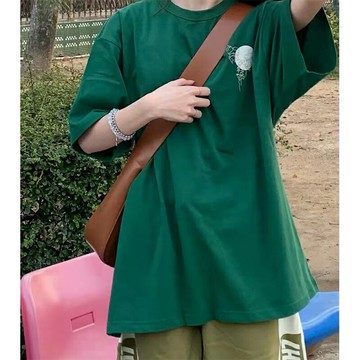 純棉美式復古短袖正肩t恤女夏季2022新款ins港風oversize半袖上衣