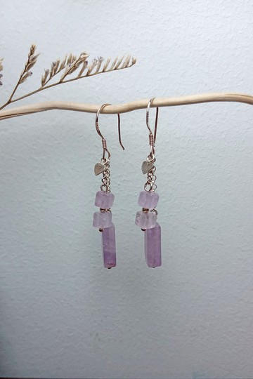 純銀設計耳環 紫水晶(耳勾)/可改耳夾/