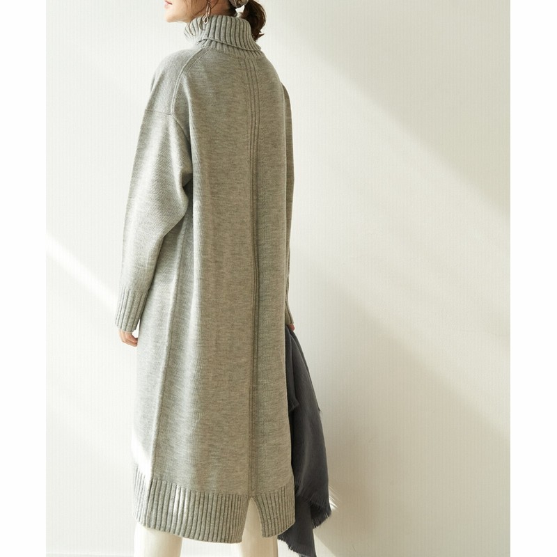 ロペピクニック 静電気防止 バックスリットハイネックニットワンピース グレー系 38 通販 Lineポイント最大1 0 Get Lineショッピング