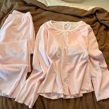 可可裡🌺睡衣女秋冬季雙面德絨超輕薄少女感保暖休閒家居服冬季外出睡衣女