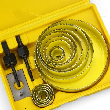 a690b開孔器13件組 黃色 工業級精品款 打孔器 木工開孔器 筒燈多功能鑽頭 石膏板 圓形打