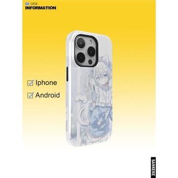 三殼殼原創藍色二次元韓國涂層菲林二合一手機保護殼適用于蘋果16promax/plus/15/14/IMD亮面磨砂全包手機殼