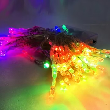 摩達客 10公尺100燈 LED燈串 電池燈串-彩燈  透明色  1組