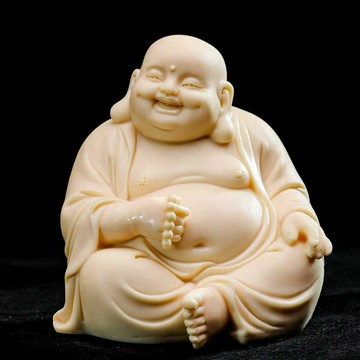 【精雕大肚佛】象牙果雕刻 提珠 彌勒佛 擺件 工藝品 客廳擺件 桌面擺件 木質雕刻 手工工藝 禪意家居裝飾 招財納福