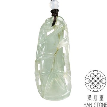 【漢石齋】天然翡翠A貨 竹節玉珮吊墜 冰種(23*54*10mm)