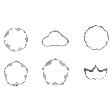 QueenRose霜鳥 18-8不銹鋼菜模 6入組 櫻梅菊桔梗松竹  銀色  1組