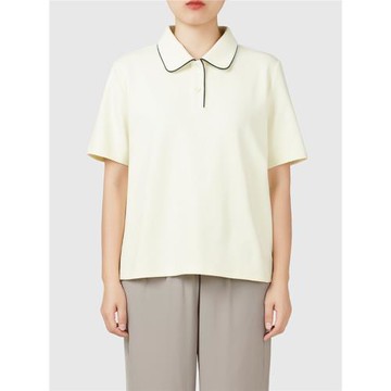 鹿島什物紀ADW20004女士翻領短袖T恤簡約透氣棉感polo衫正肩T恤