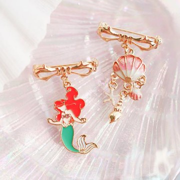 拾壹紀「海的女兒」原創手工童話小美人魚公主貝殼蝴蝶結胸針別針