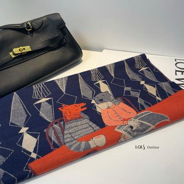 野獸Party童趣插畫菱形格拼接窄圍巾男士冬季百搭時髦原創圍脖女