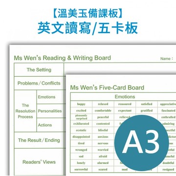 【溫美玉】A3英文讀寫五卡板(20張/包)｜學英文不死背↘