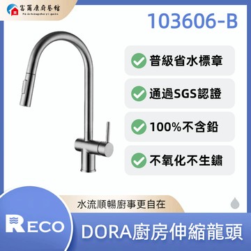 【富爾康】免運•美國 RECO DORA廚房伸縮龍頭 103606-B 毛絲｜省水標章｜SGS認證｜不含鉛｜不氧化不生鏽