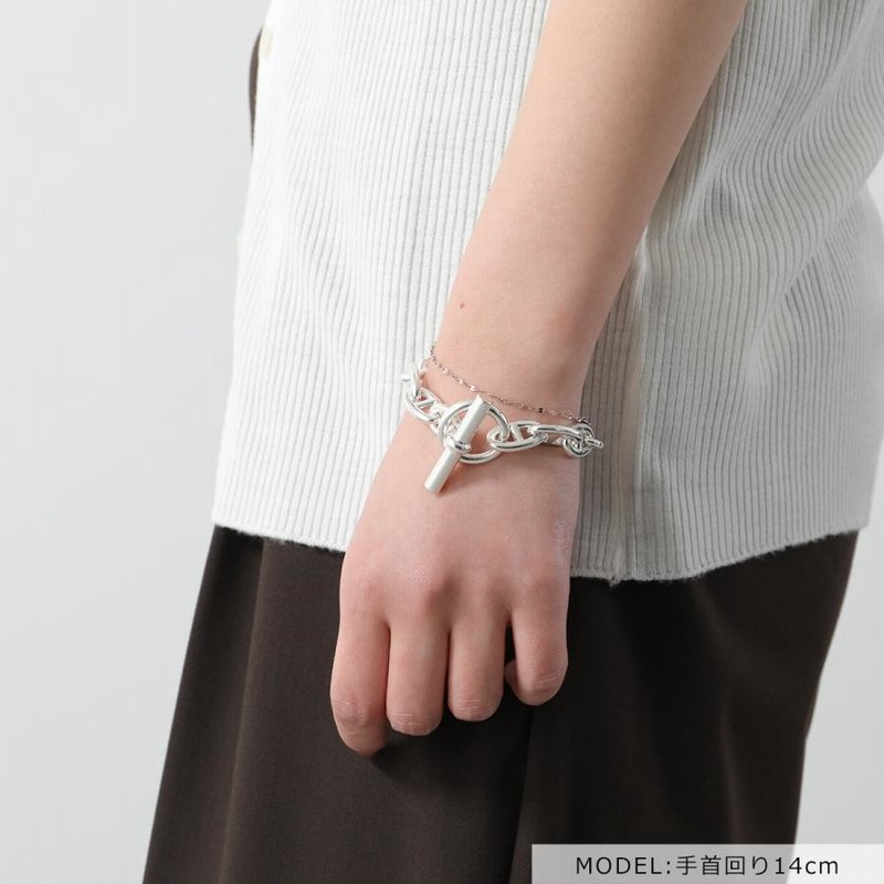 HERMES シルバーチェーンブレスレット GM 12コマ