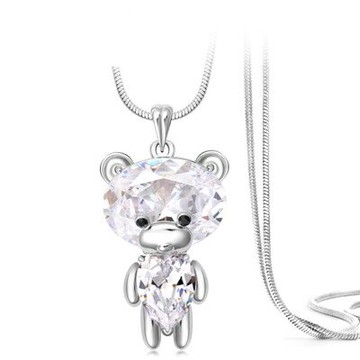 鑲鑽項鍊 毛衣鍊-可愛俏皮小熊造型女飾品2色73fv157【獨家進口】【米蘭精品】