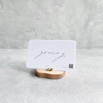 原木 黃銅珠名片架