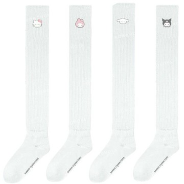 小禮堂 Sanrio 三麗鷗 針織刺繡泡泡襪 23-24cm (麻糬熊貓) Kitty 美樂蒂 大耳狗 酷洛米