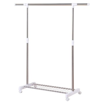 雙手萬能 不鏽鋼可伸縮單桿置衣架  銀色  98-150 x 42 x 95-160cm