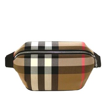 BURBERRY SONNY格紋拉鍊腰包胸口包(棕色)