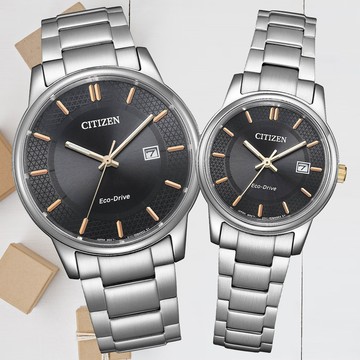 CITIZEN星辰 PAIR系列 光動能時尚對錶 (BM6977-70E+EW2317-76E)