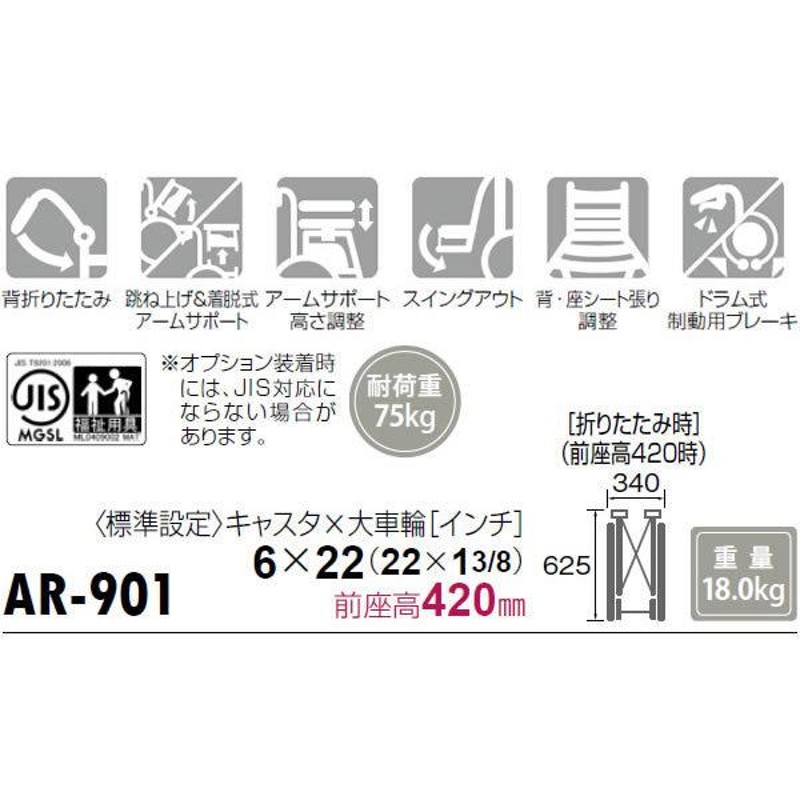 車椅子 松永製作所 AR-901 モジュール 自走用 介護用品 | LINEショッピング