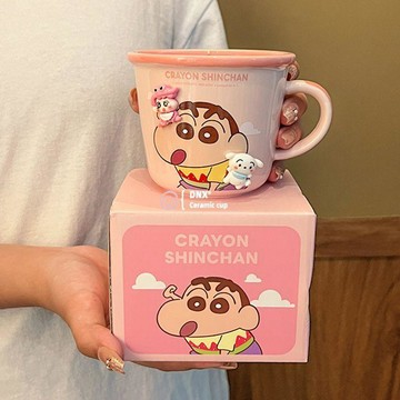 【臺灣-出貨】蠟筆小新馬克杯陶瓷高顏值水杯可愛咖啡杯杯子情侶生日禮物家用杯SGQU2